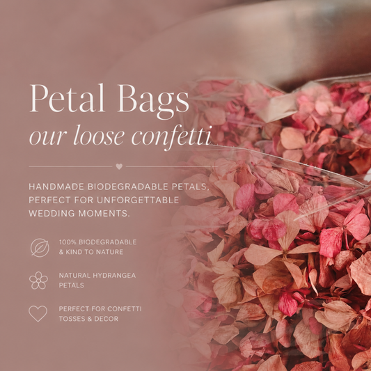 Petal Bags - Loose Confetti - Naturally Dried Hydrangea Wedding Confetti