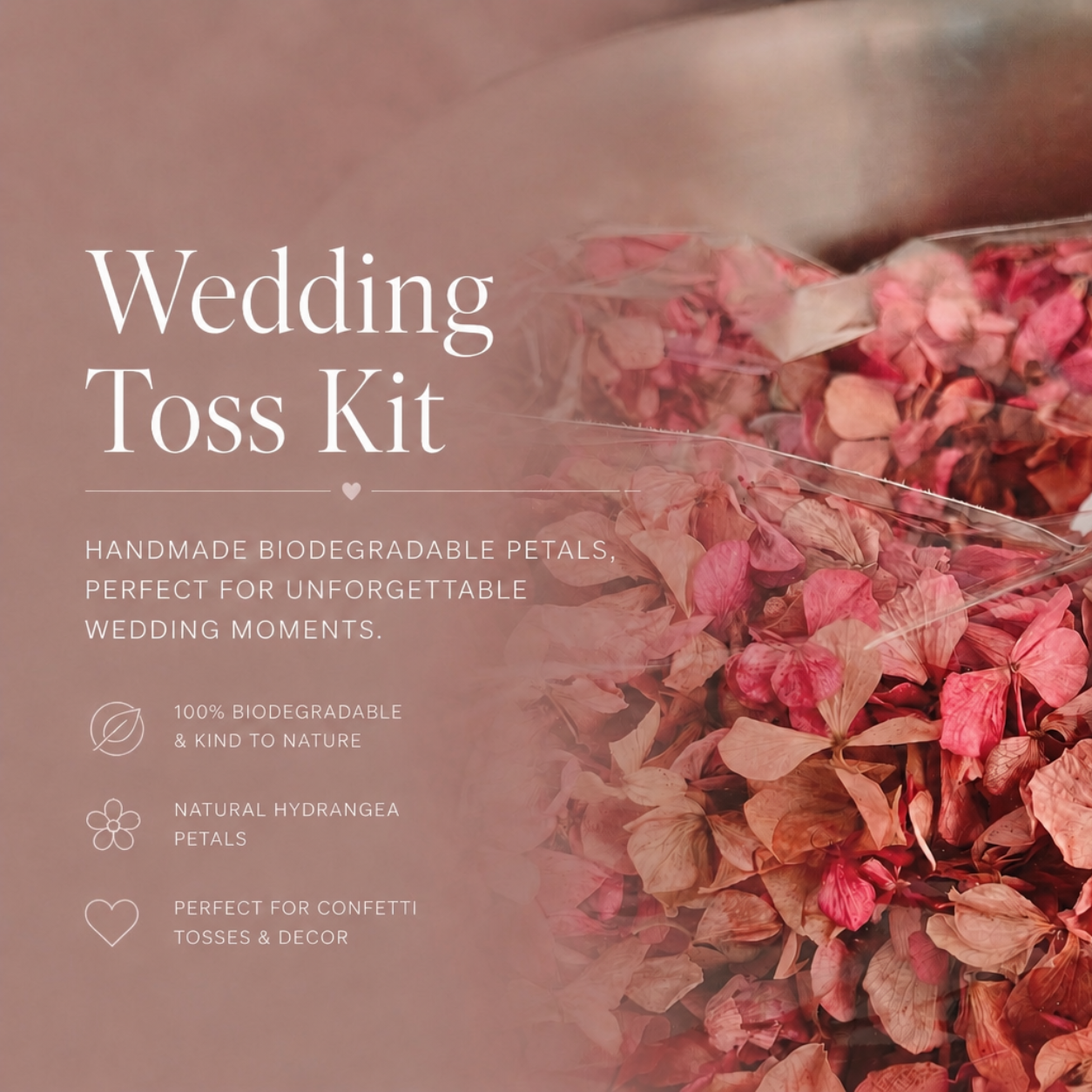 Wedding Confetti Toss Kit – Dried Hydrangea Petals & Bamboo Cones