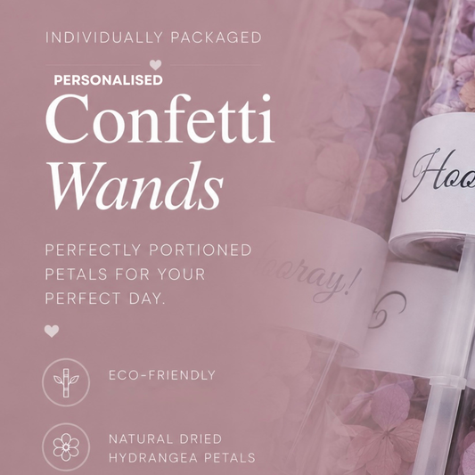 Personalised Confetti Wands - Naturally Dried Hydrangea Petals - Pack of 10
