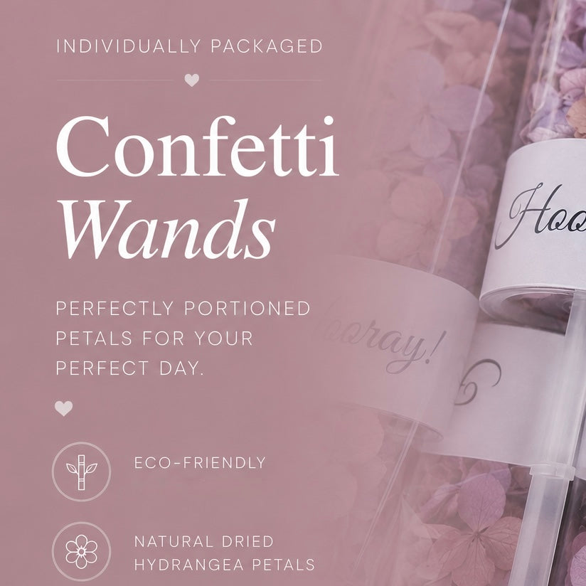 Confetti Wands - Naturally Dried Hydrangea Petals - Pack of 10