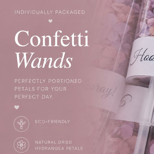 Confetti Wands - Naturally Dried Hydrangea Petals - Pack of 10
