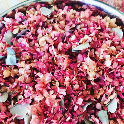 Wedding Toss Kit • Mixed Colours Hydrangea Petals • 40 Guests Includes 40 handfuls & 40 cones