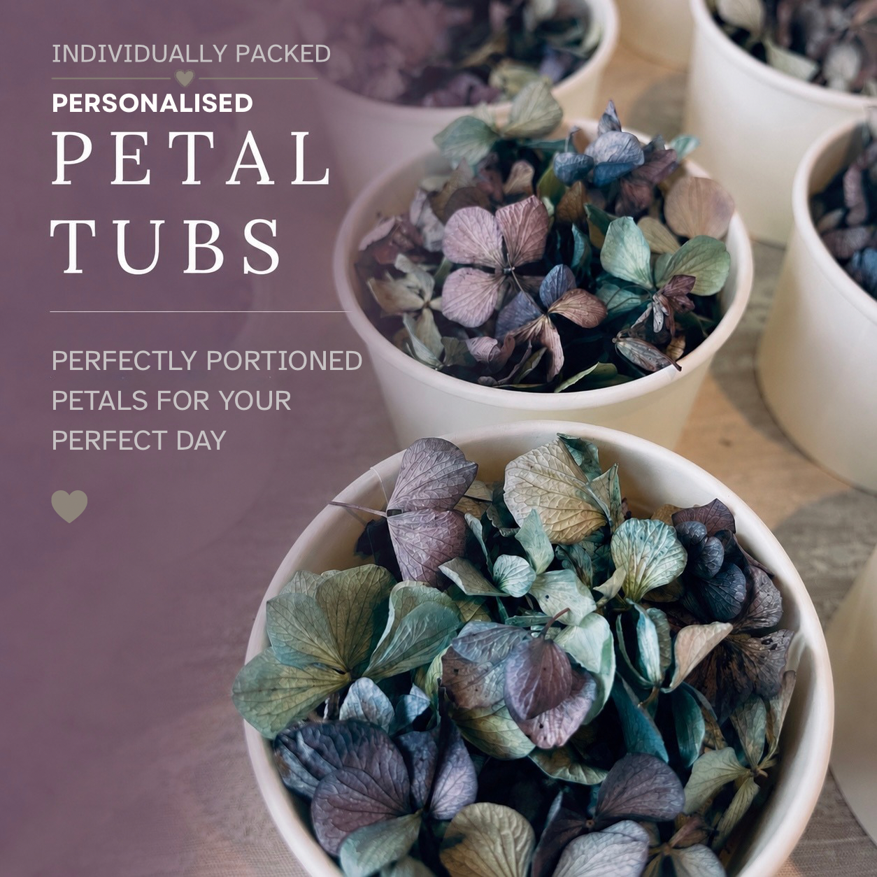 Personalised Petal Tubs - Hydrangea Petals - Pack of 10