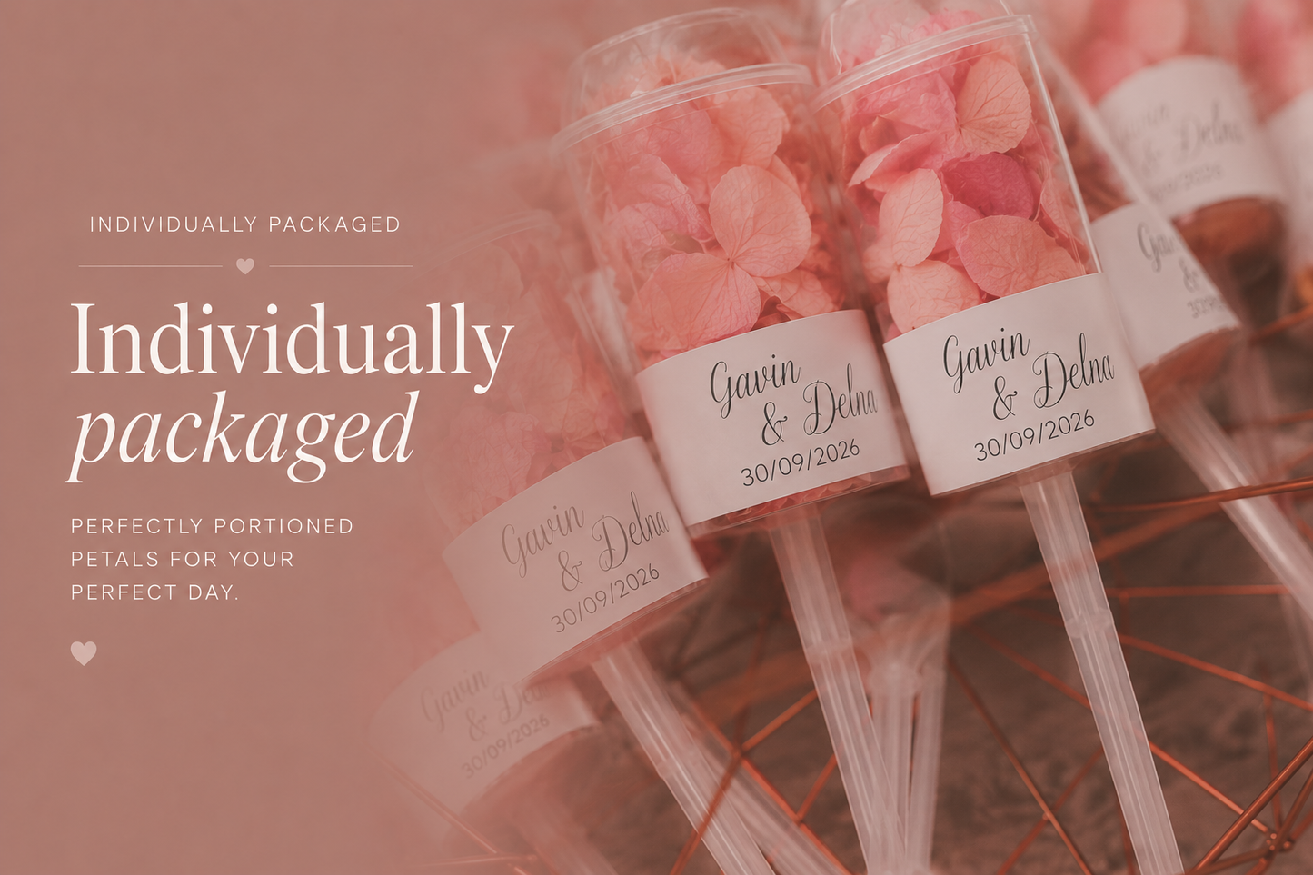 Confetti Wands - Naturally Dried Hydrangea Petals - Pack of 10